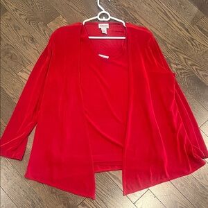 Chico’s Travelers Red Tank & Cardigan Set Size 2 (Large/12)